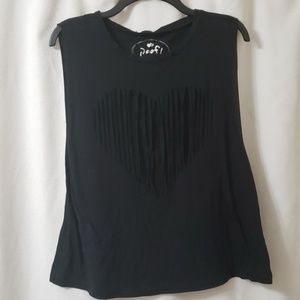 Black Heart Fringe Shirt